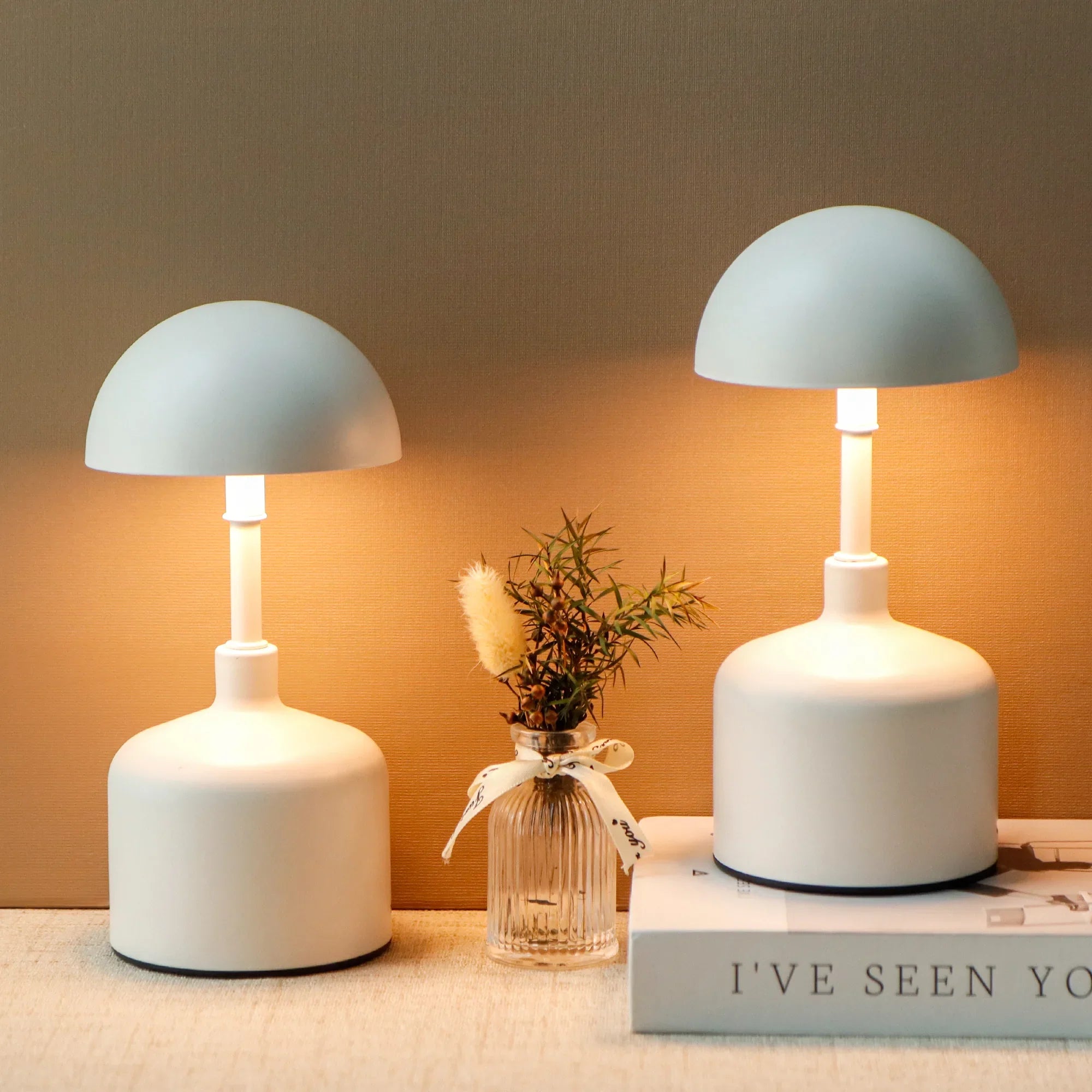 Set of 2 Rechargeable Mushroom Lamps