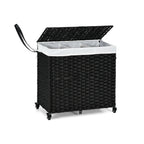 PE Rattan Laundry Hamper with Wheels and Lid
