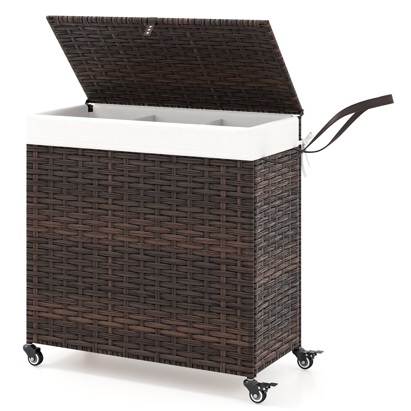 PE Rattan Laundry Hamper with Wheels and Lid