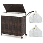 PE Rattan Laundry Hamper with Wheels and Lid