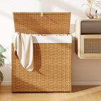 PE Rattan Laundry Hamper with Wheels and Lid
