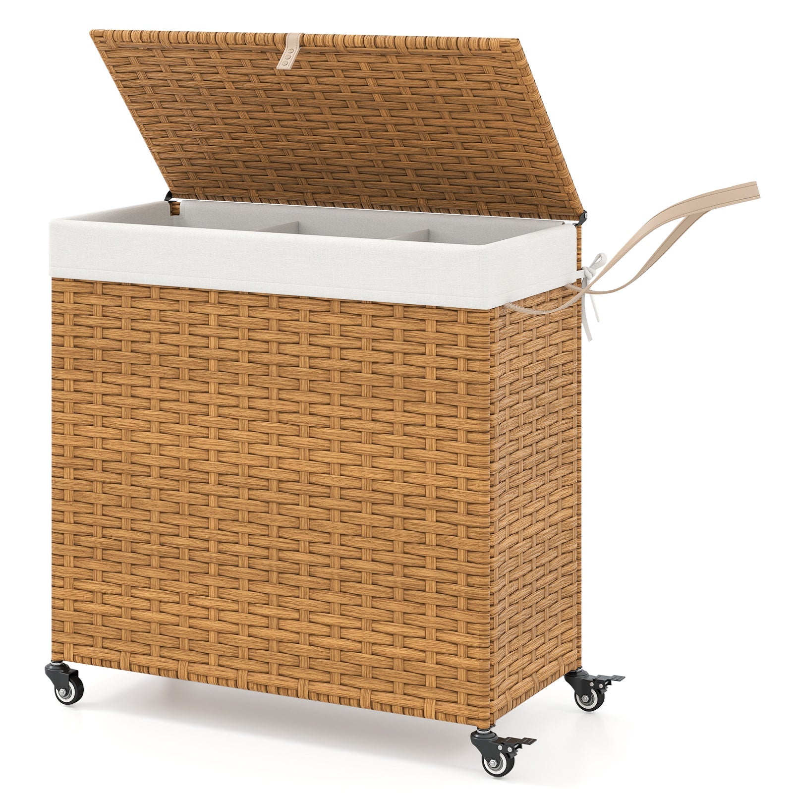 PE Rattan Laundry Hamper with Wheels and Lid