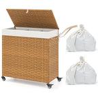 PE Rattan Laundry Hamper with Wheels and Lid