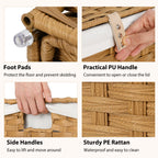 PE Rattan Laundry Hamper with Wheels and Lid