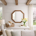Octagon Wood Frame Mirror for Entry, Bathroom, Bedroom, Living