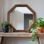Octagon Wood Frame Mirror for Entry, Bathroom, Bedroom, Living
