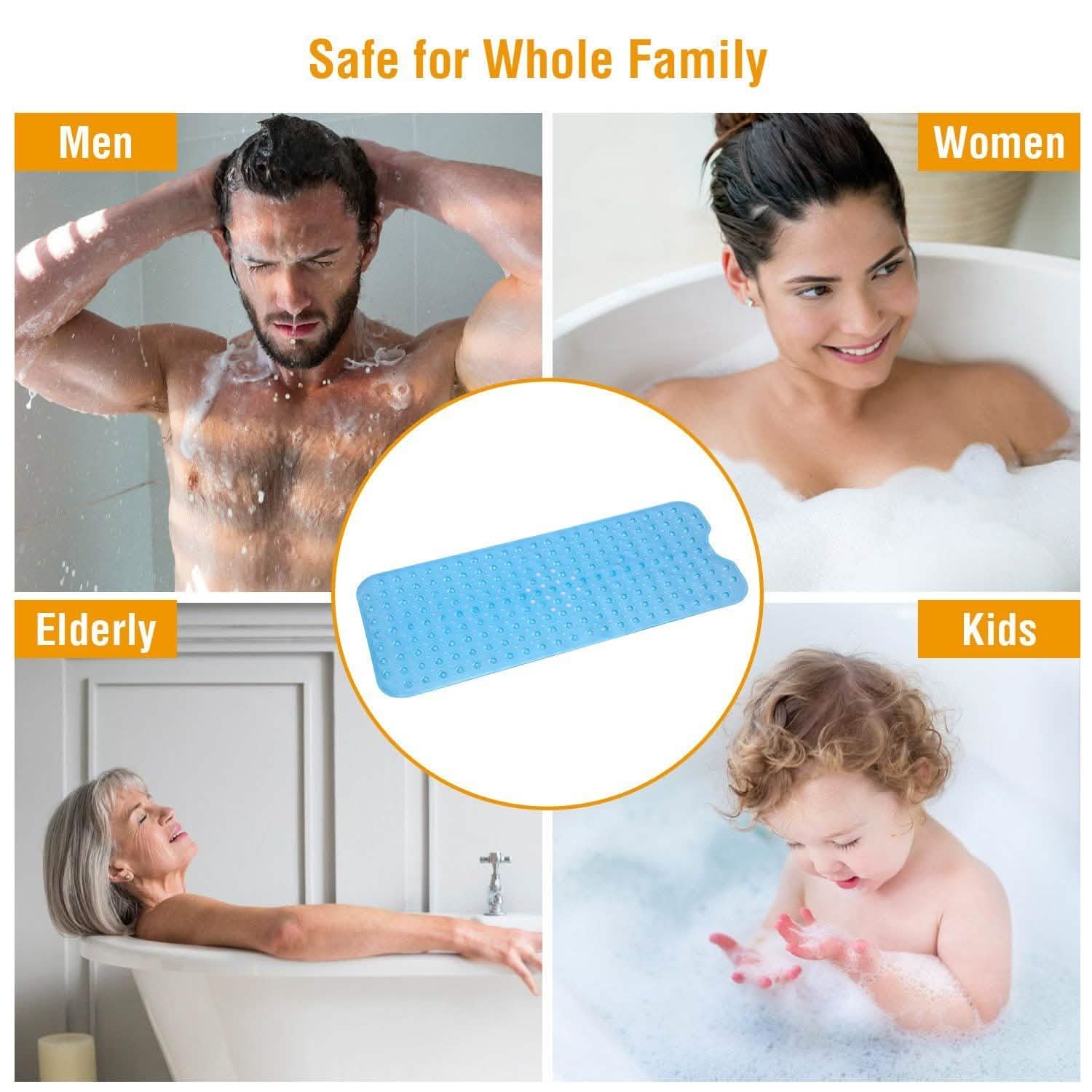 Non Slip Shower Mat Tub Mat Massage Anti-Bacterial with Suction Cups Various Colors