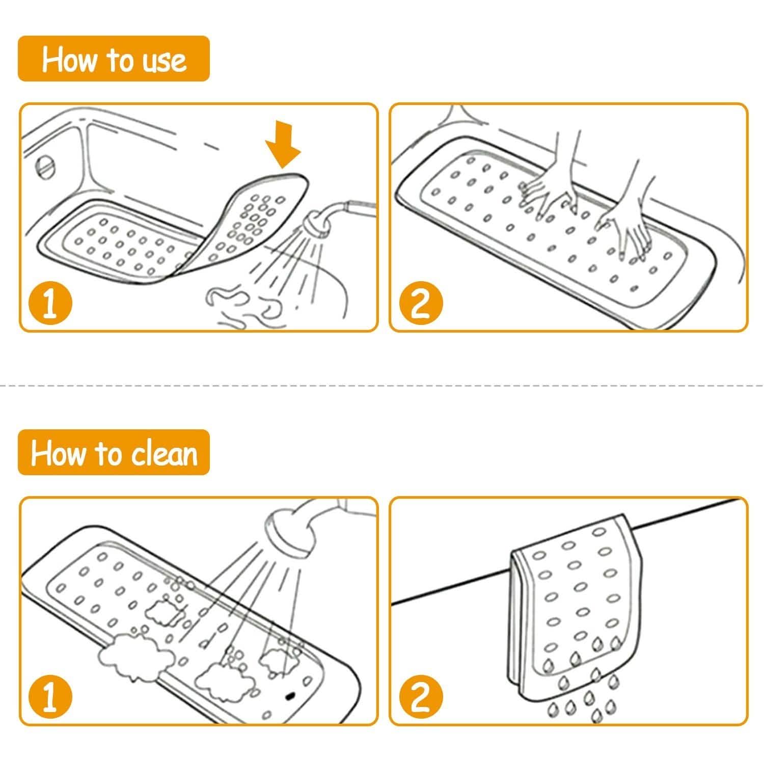 Non Slip Shower Mat Tub Mat Massage Anti-Bacterial with Suction Cups Various Colors