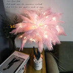 Novelty Feather Night Light Remote Fairy Copper Lamp for Home Living Room Bedroom Bedside Backlight Party Wedding Decoration Cute Study Lamps for Bedroom Décor