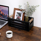 Wood Toilet Paper Holder Basket with Handles Black 12x5.9x4.9in Black