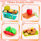 Bruvoalon 200Pcs Mini Play Kitchen Accessories Set Pink ABS Cookware Tableware
