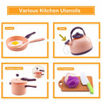 Bruvoalon 200Pcs Mini Play Kitchen Accessories Set Pink ABS Cookware Tableware