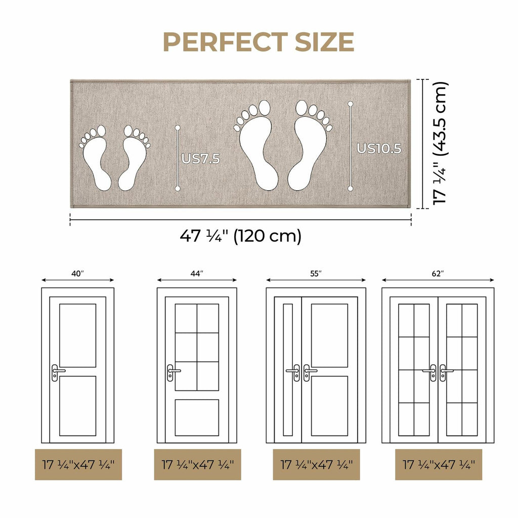 GRANNY SAYS Non-Slip Rubber Door Mat 17x47in Khaki Low Profile Runner