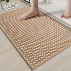 YDKGL Non Slip Bath Mat Braided Rubber Backing Brown 24x35 Washable