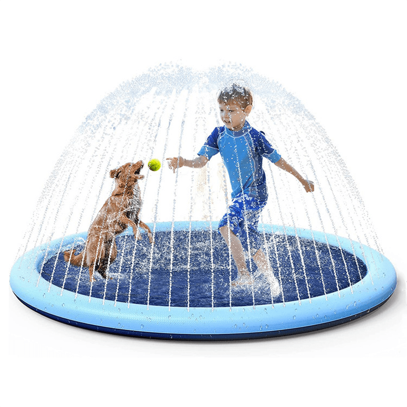 Swimming Pool Pet Sprinkler Pad Inflatable Water Spray Mat Tub Summer Play Cooling Mat Dog Bathtub Dog Cooling Mat Pet Bed Sprinkler Pad for Dogs & Kids PVC Splash Pad for Kids Age Water Toys for Summer Outdoor