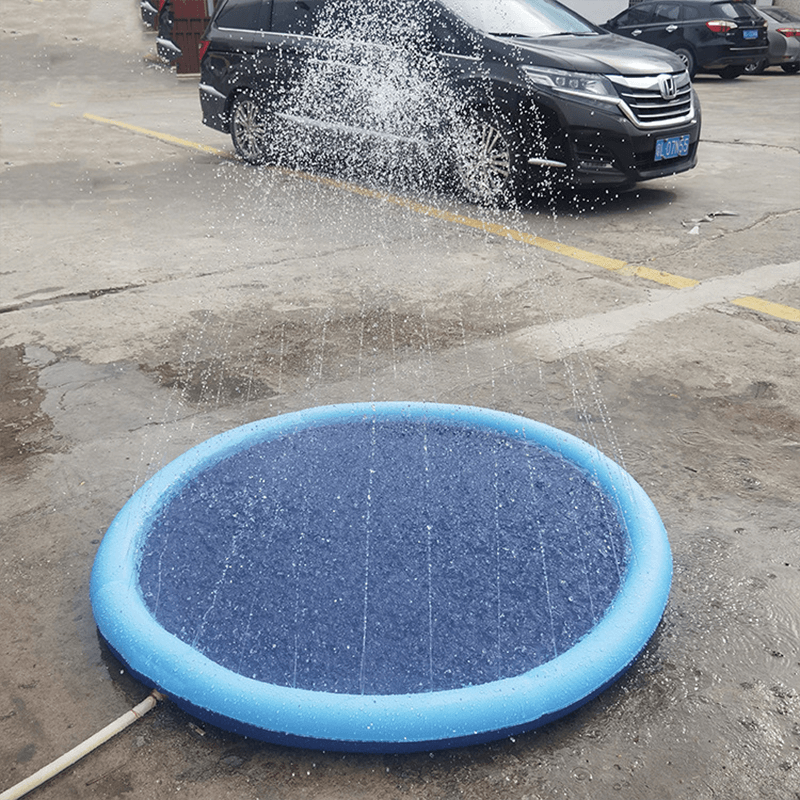 Swimming Pool Pet Sprinkler Pad Inflatable Water Spray Mat Tub Summer Play Cooling Mat Dog Bathtub Dog Cooling Mat Pet Bed Sprinkler Pad for Dogs & Kids PVC Splash Pad for Kids Age Water Toys for Summer Outdoor