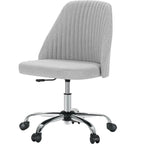 Pink Fabric Armless Swivel Office Chair With Wheels For Home