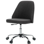 Pink Fabric Armless Swivel Office Chair With Wheels For Home