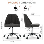 Pink Fabric Armless Swivel Office Chair With Wheels For Home