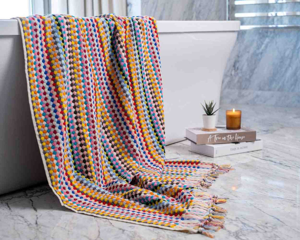 Turkish Cotton Pom Pom Bath Towel