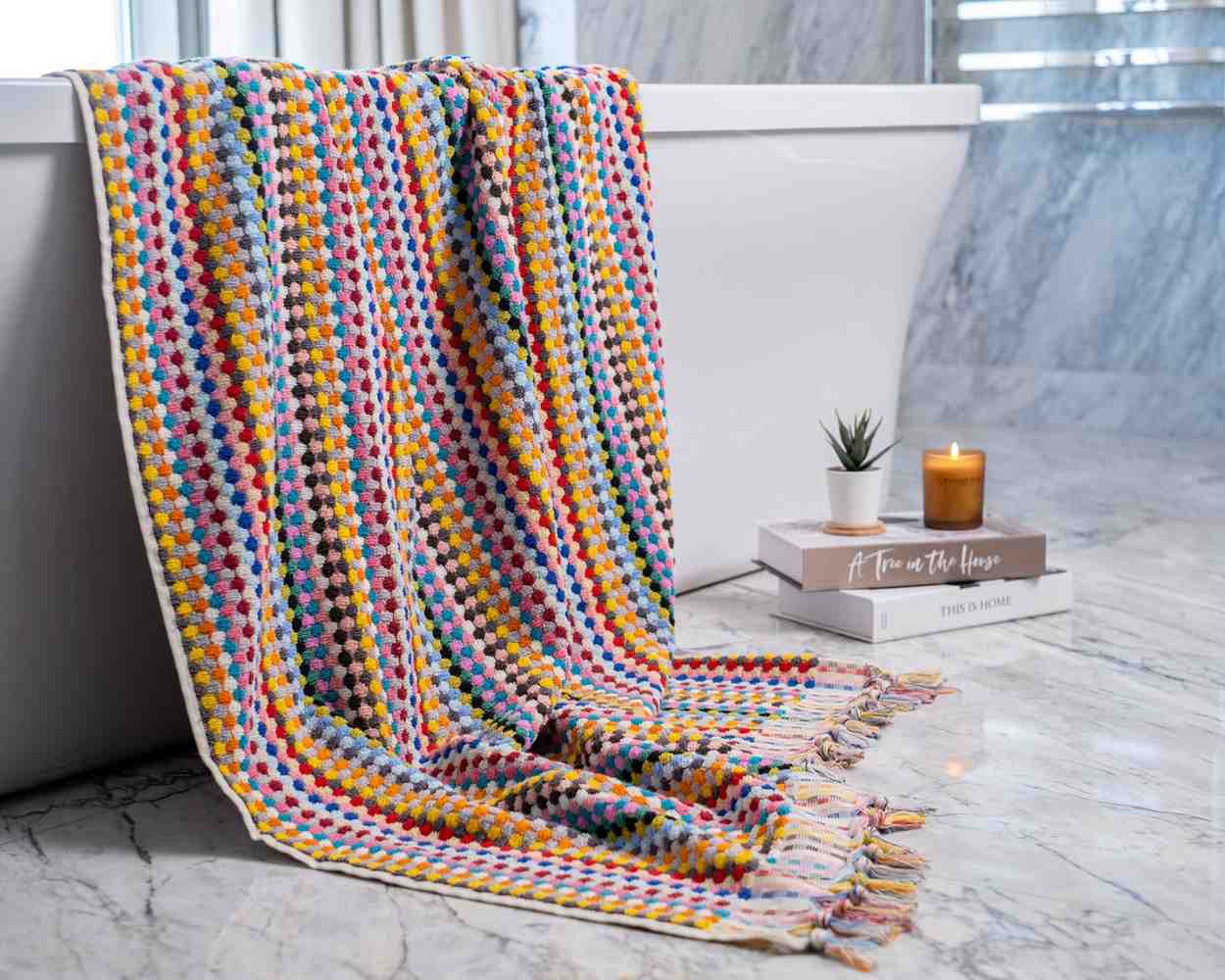 Turkish Cotton Pom Pom Bath Towel