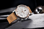 Luxury Steel Sports Men's Watches Business Design Leather Band Wrist Watch Military Quartz
