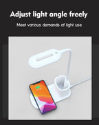 Touch Dimmable LED Desk Lamp 10W Wireless Charging/USB  Charging Table Light for Children Kids Reading Study Bedside Bedroom Decorative Table Lamp Cute Study Lamps for Bedroom Décor