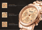 Multifunctional Business Women Watches Quartz Waterproof Stainless Watch Elegant Shine Round Design