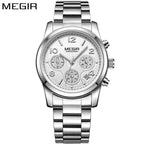Multifunctional Business Women Watches Quartz Waterproof Stainless Watch Elegant Shine Round Design