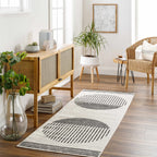 Angus Abstract Black and White Area Rug