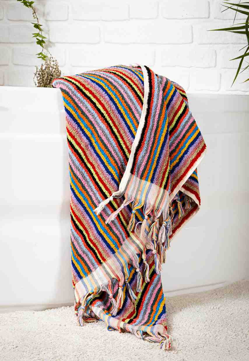 100% Organic Cotton Striped Bath Towel