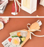 Rose Crochet Bouquet w/ Luxury Gift Bag and Fairy Lights, 3 colors