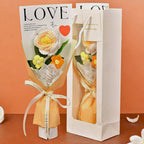 Rose Crochet Bouquet w/ Luxury Gift Bag and Fairy Lights, 3 colors