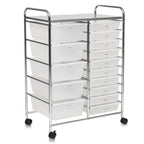15-Drawer Utility Rolling Cart with Drawers Multi-Use Storage-Icecream Multicolor