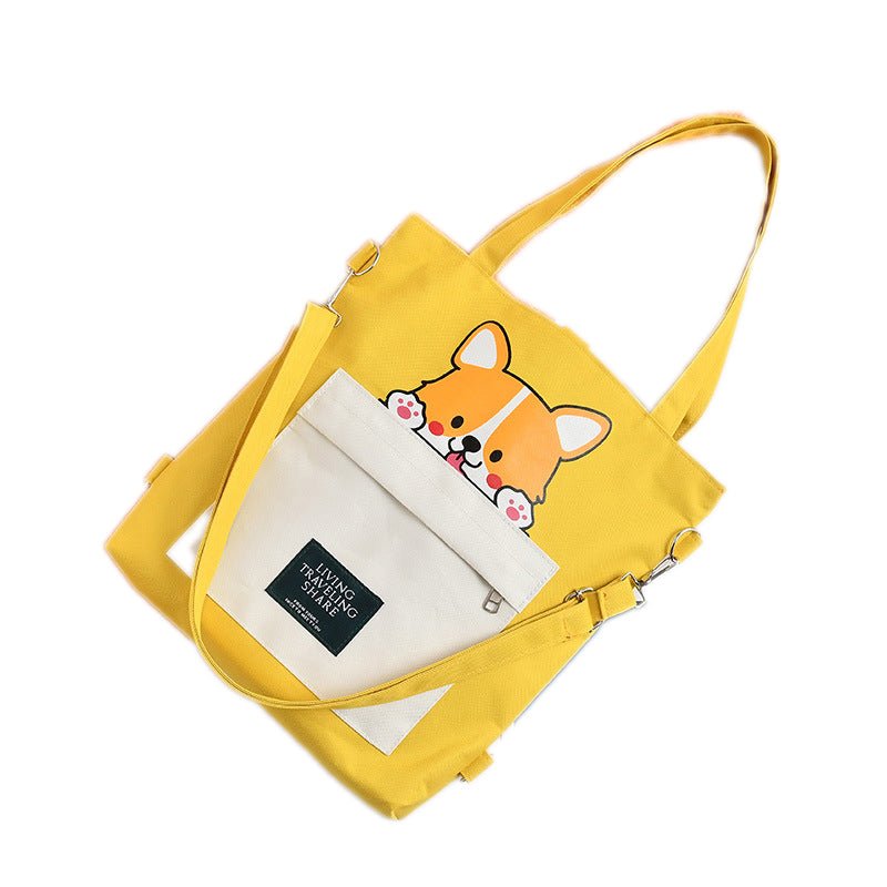 Cute Doggy Tote Bag – Canvas Crossbody Bag for Dog Lovers