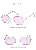 Small Frame Sunglasses For Women Small Square Polarized Sunglasses for Men and Women Polygon Mirrored Retro Shape Metal Design Sun Glasses for Men New Fashionable Ocean Lens