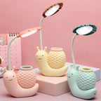Snail Led Table Lamp Cute Pen Holder Desk Light Reading Study Children Bedroom College Dorm Eye Protection Adjustable Organizer Cute Study Lamps for Bedroom Décor