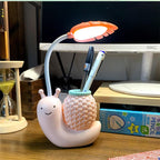 Snail Led Table Lamp Cute Pen Holder Desk Light Reading Study Children Bedroom College Dorm Eye Protection Adjustable Organizer Cute Study Lamps for Bedroom Décor