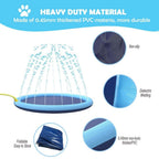 Splash Sprinkler Pad for Dogs Kids Non-Slip Thicken Dog Pool with Sprinkler Pet Summer Outdoor Play Water Mat Toys for Pet Dogs Splash Sprinkler Pad for Dogs Non-Slip Thicken Sprinkler Pool for Summer Outdoor