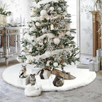 White Christmas Tree Skirt Plush Faux Fur Xmas Tree Carpet Merry Christmas Tree Decorations Ornament New Year Home Decor