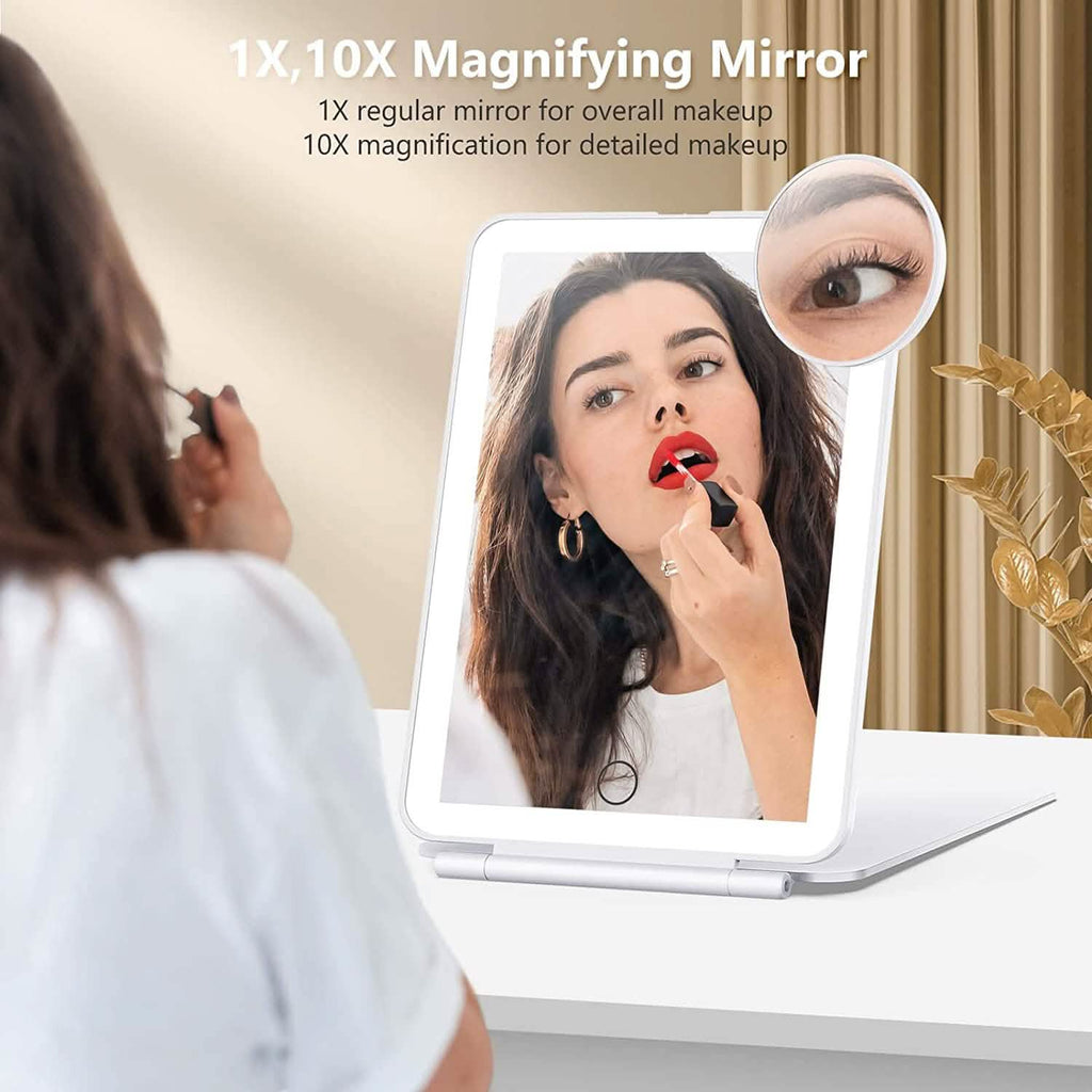 10X Magnifying Mirror with Adjustable Lighting- Travel or Home use