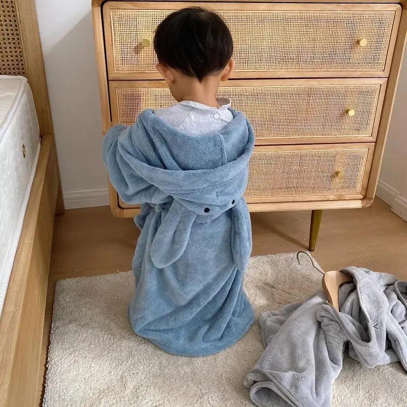 Trendy Rabbit Hooded Cartoon Bathrobes For Girls Boys