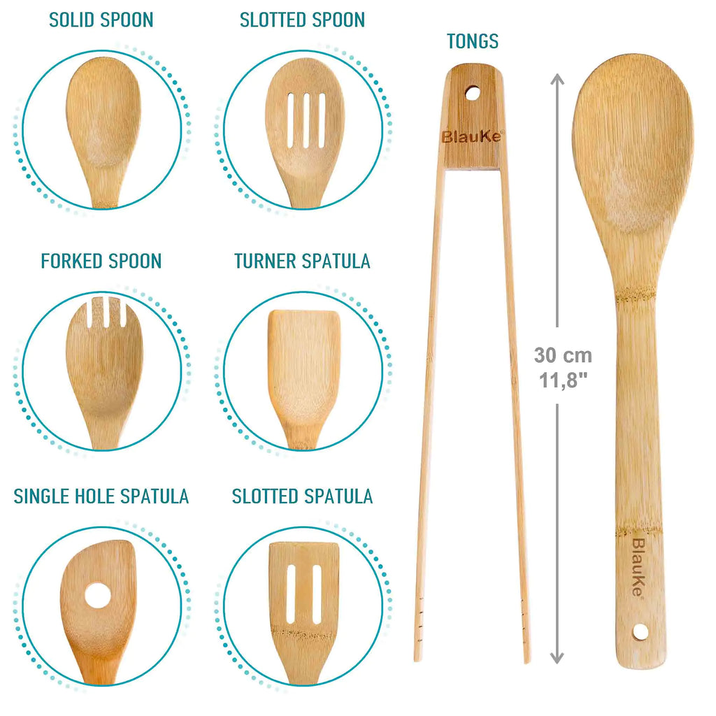 7-Pack Bamboo Kitchen Utensils Set