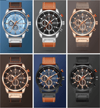 Men's Waterproof Elegant Sport Watch With Chronometers Day View, Leather  Belts And Hardlex Scratch Resistant Glass Perfect Gift For Him
