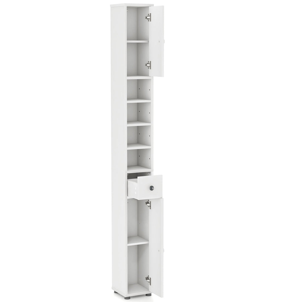 Freestanding Tall Slim Bathroom Cabinet with Drawer and Adjustable Shelves 71 Inches