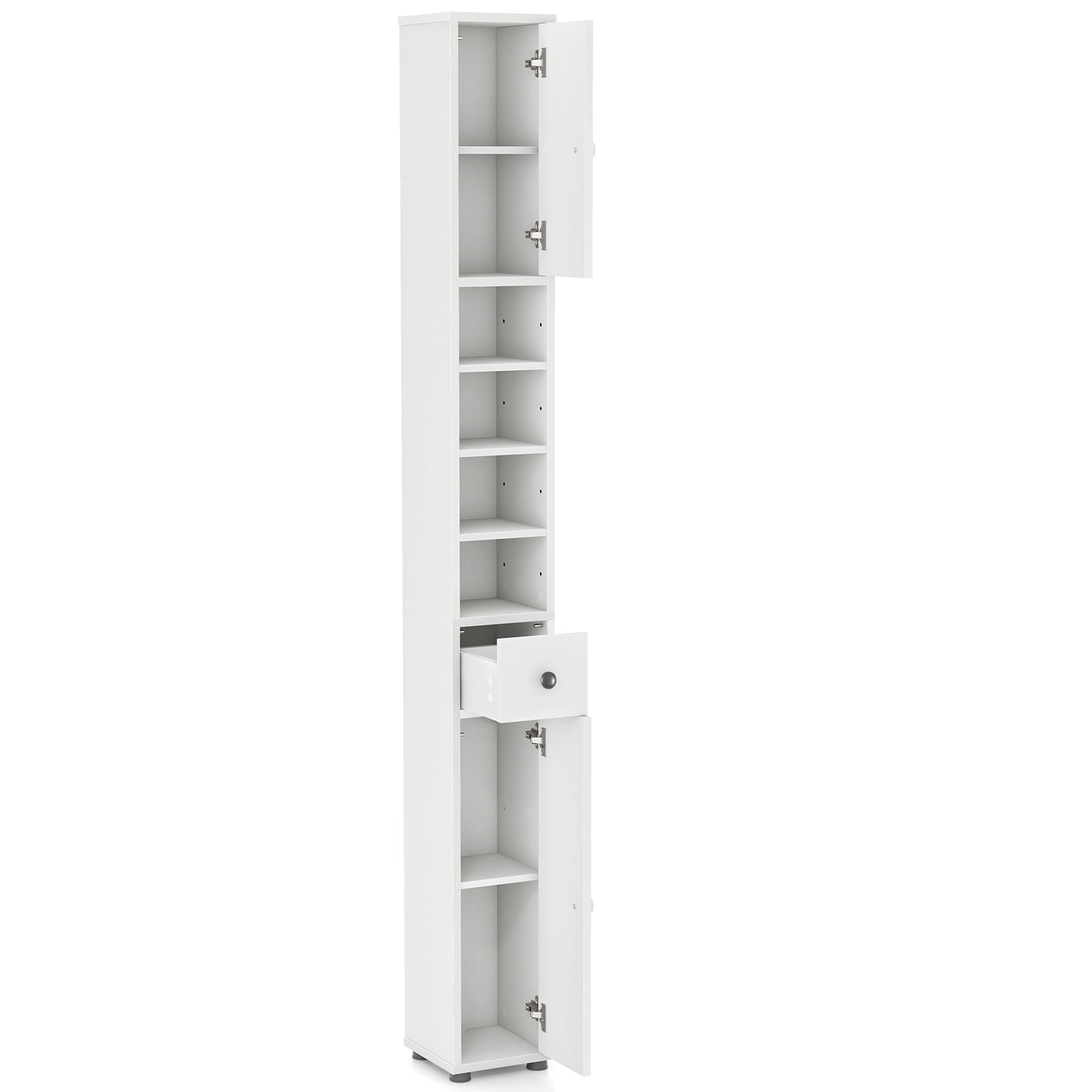 Freestanding Tall Slim Bathroom Cabinet with Drawer and Adjustable Shelves 71 Inches