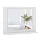Wood Frame Rectangle Bathroom Mirror with Shelf 23.5 x 17.5 Inch