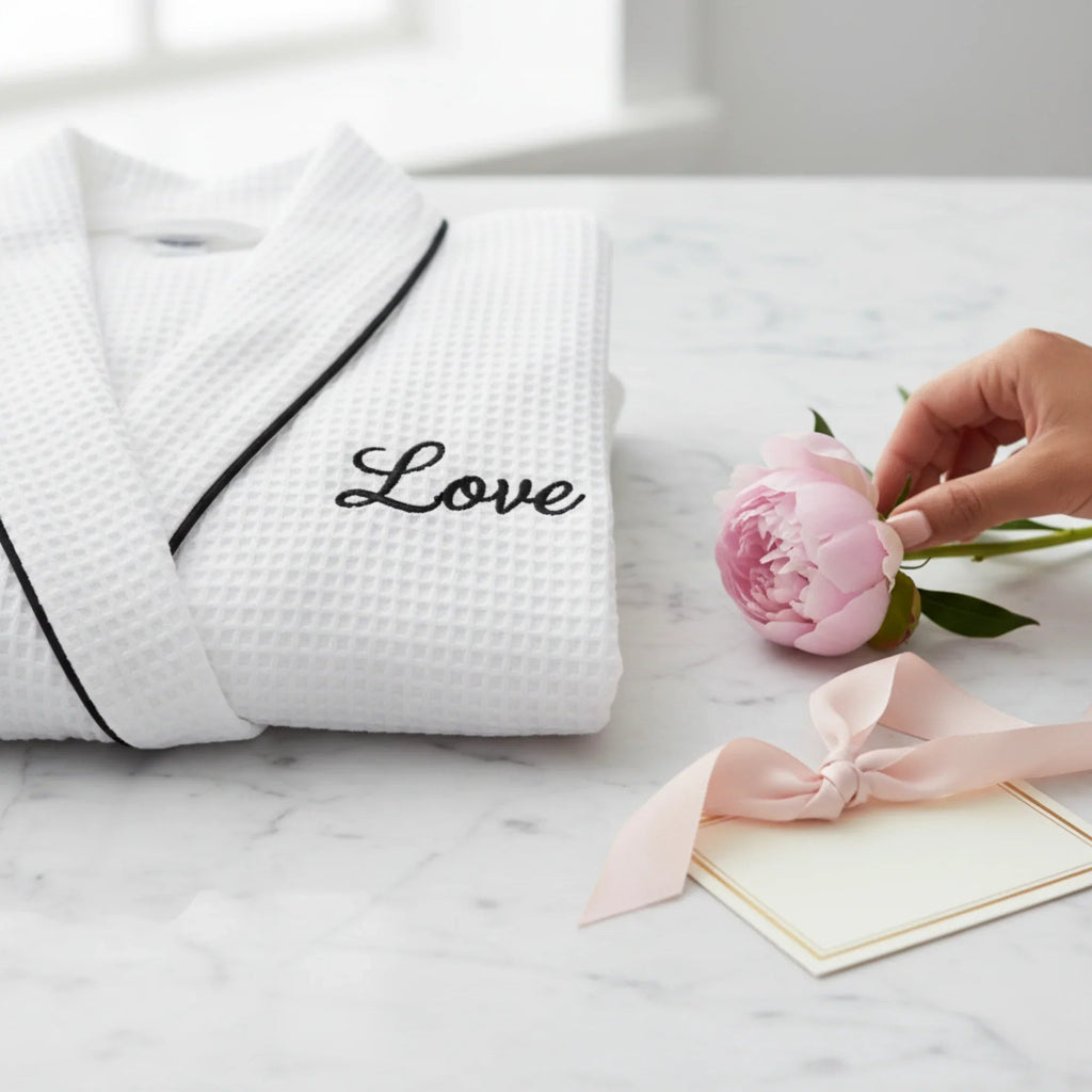 Waffle Piping Bathrobe – Lightweight Spa Comfort