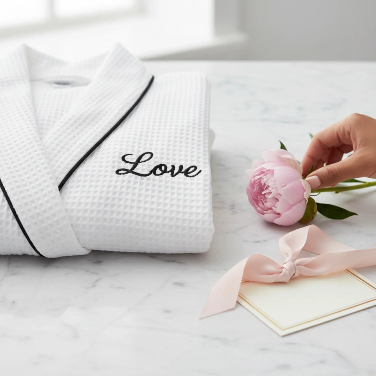 Waffle Piping Bathrobe – Lightweight Spa Comfort