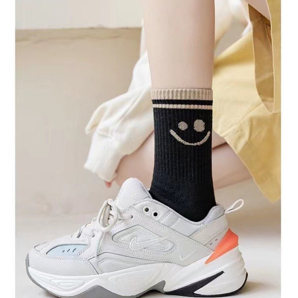 5 Pairs Smiley Face Crew Socks Gift Set–  for Women